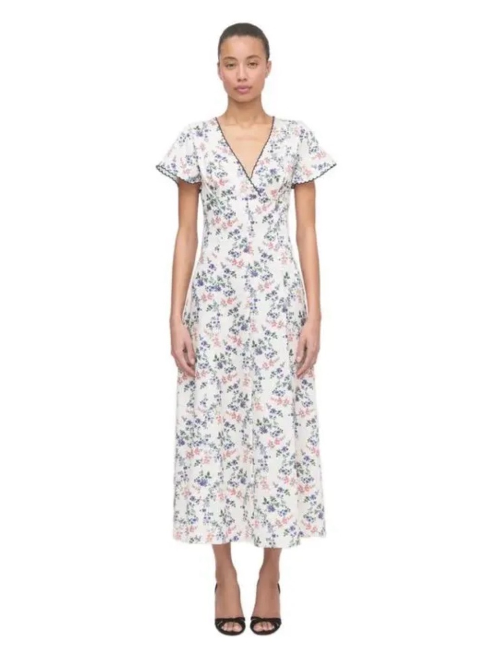Hill House Home the Brie Midi Dress scallop bow chintz pink blue new